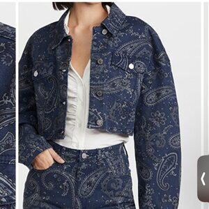 WeWoreWhat Cropped Paisley Print Denim JACKET